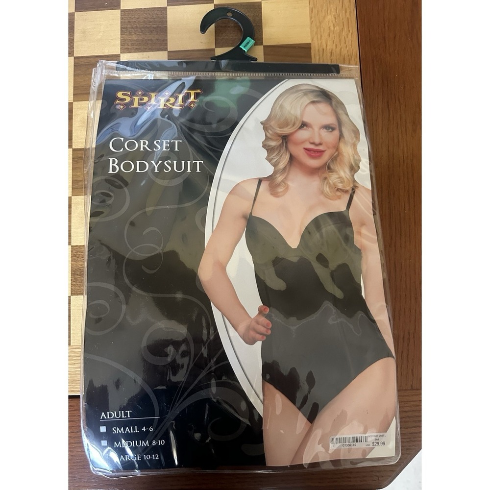 Spirit Halloween Corset Bodysuit Black Large‎ New